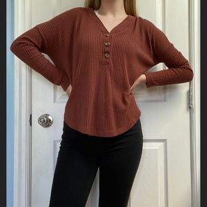Ribbed Waffle Long Sleeve - American Eagle (Size XS)